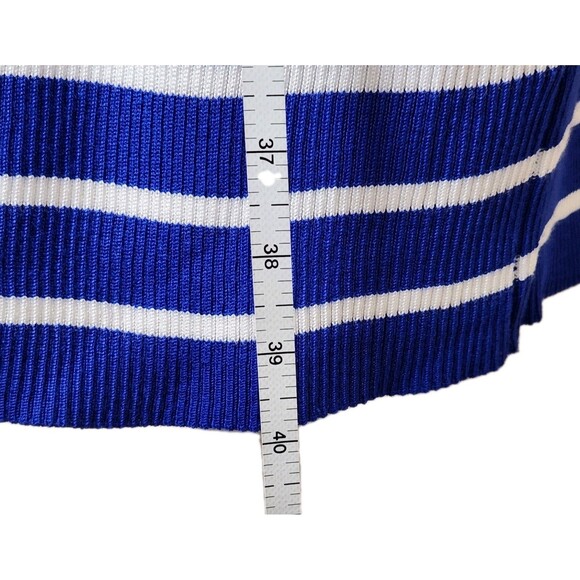 Almost Famous Ribbed Midi Dress Women's Large Cobalt Blue White Stripe Bodycon - Picture 11 of 11